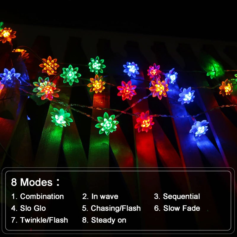echosari LED String Lights 13.2ft 40 LED Lotus Flower Fairy Lights with 8 Modes Timer Indoor String Lights for Bedroom, Party, Wedding, Indoor, Garden DÃ©cor (Multi-Color) - Image 2